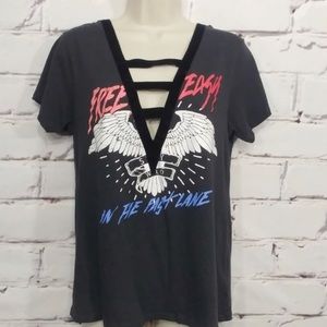 HP🔥 NWOT free & easy fast lane dark gray short sleeve graphic tee